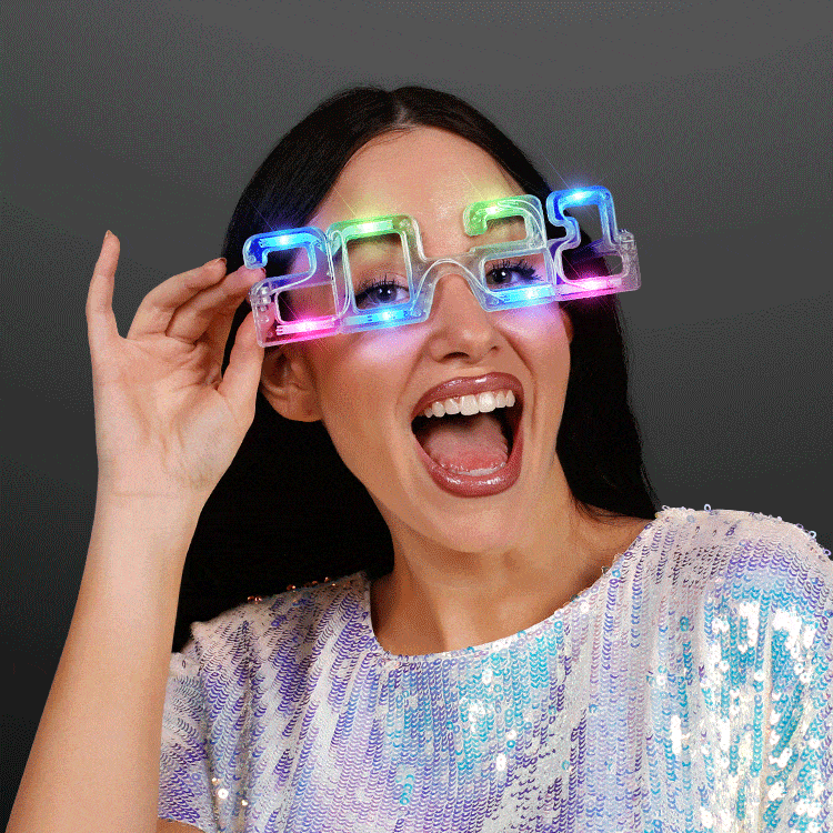 Multi Glitter 4 Pack Of 2021 New Years Eve Party Glasses 