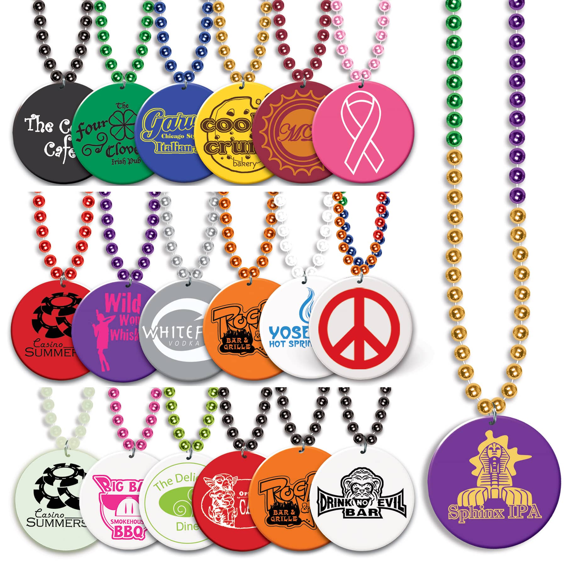 Mardi Gras Sports Beads Medallion Necklace ~ PICK YOUR TEAM