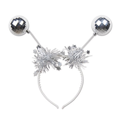 Glitter Ball Boppers Adult Pink Springy on Black Headband main image 1