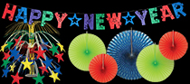 bright colored New Year's Eve decorations in bulk