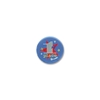 1st Place Satin Blue Button with a red star and a bold silver #1  