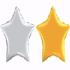 Gold and silver mylar star balloons.