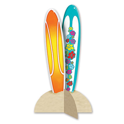 colorful 3-D Surfboard Centerpiece for a Luau party