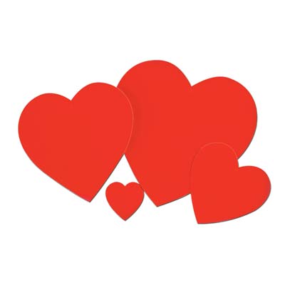 4" Printed Red Heart Cutout wall decorations for Valentine's Day 