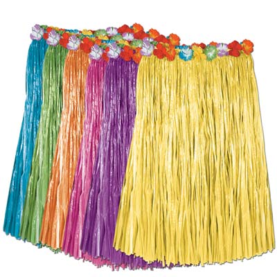 Assorted Colors Adult Artificial Grass Hula Skirt