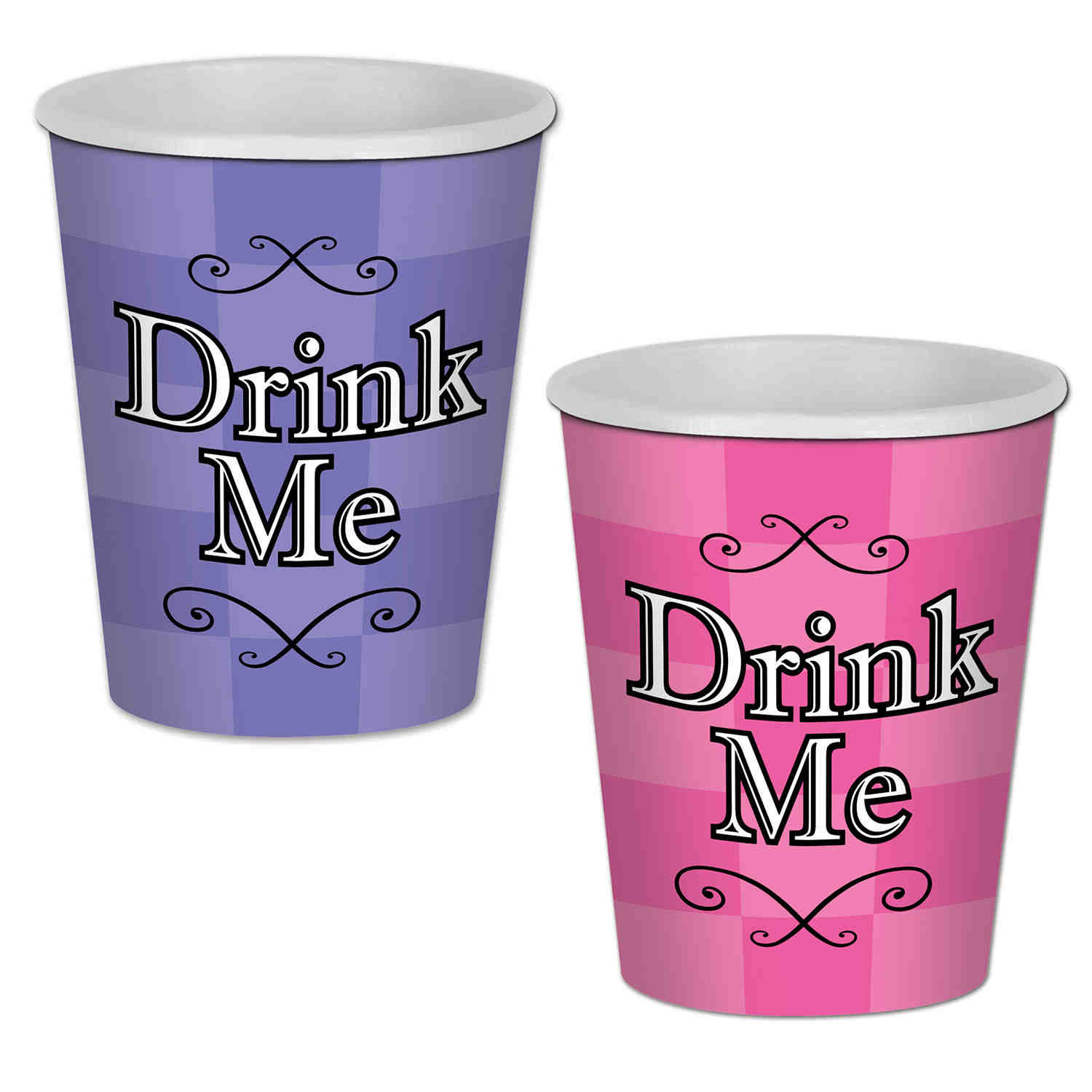 Purple and Pink Alice In Wonderland Beverage Cups