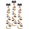 DISC-Bat Whirls (Pack of 18) bat, whirls, hanging, decoration, black, orange, Halloween, party, haunted, house, pack