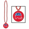 Red Beads with Republican Medallion for election day