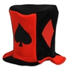 large fabric hat with playing card suit designs 