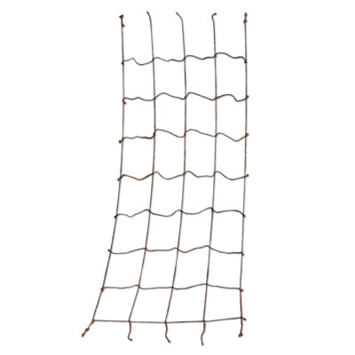 Black rope material cargo net for a nautical party.