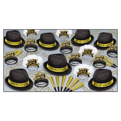 black and gold 1920's themed new year's eve party kit for 50 people