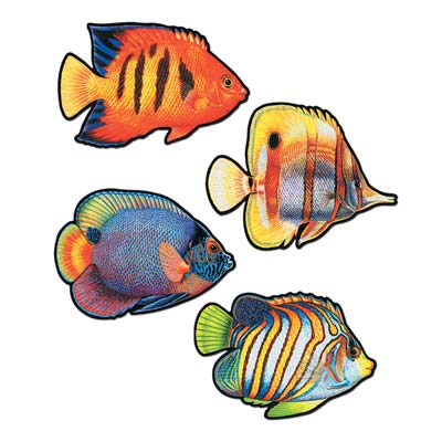 Colorful Coral Reef Fish Cutouts Wall Decorations 