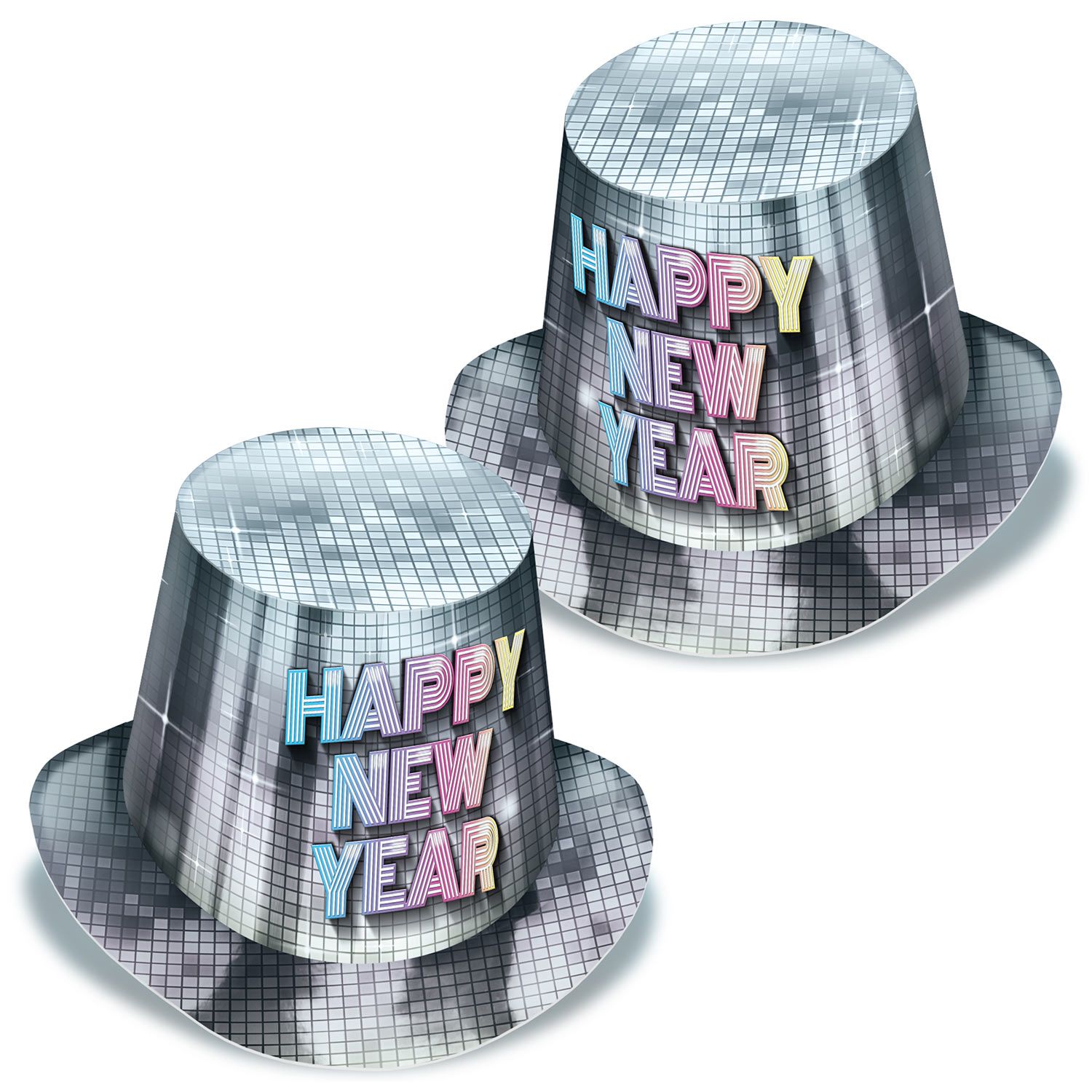 Happy New year hat in the theme of a 1970s disco party