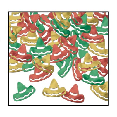 Gold, Red and Green Sombreros Confetti