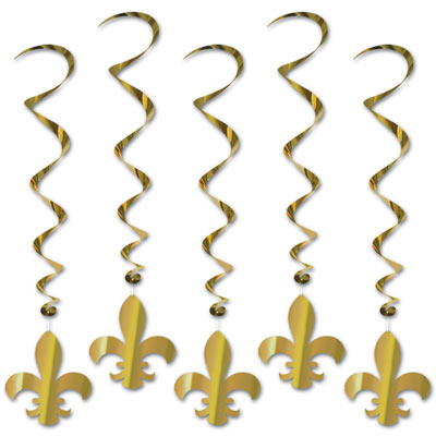 Gold metallic whirls with Fleur De Lis icons attached.