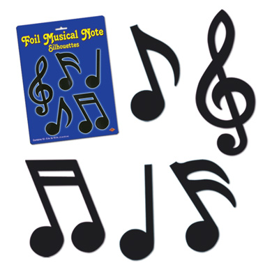 Black Foil Musical Notes Silhouettes wall decorations 