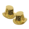 Gold card stock top hat with prismatic band and black "Happy New Year" printed on the front. 