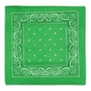Traditional green bandana with white print.
