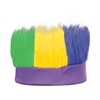 Green, Yellow and Purple fabric headband with  hair like material standing straight up.
