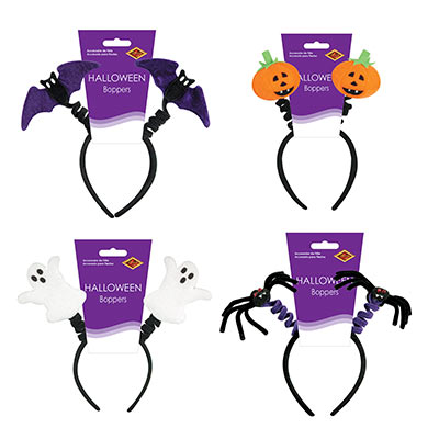 Halloween Boppers (Pack of 12) Halloween Headbands, Halloween Boppers, Inexpensive Halloween Supplies, Assorted Halloween Wearables, Costume Accessories, Wait Staff Supplies