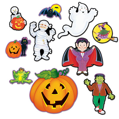 Halloween Cutouts (Pack of 120) Halloween Cutouts, halloween, pumpkins, ghosts, mummy, frankenstein, vampire, bat, wholesale, decoration, inexpensive, bulk