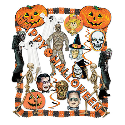 Halloween Decorating Kit - 25 Pcs Scary, halloween, decorating kit, spooky, pumpkins 