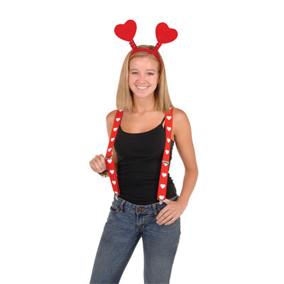 Red Suspenders with white hearts for Valentine's Day 