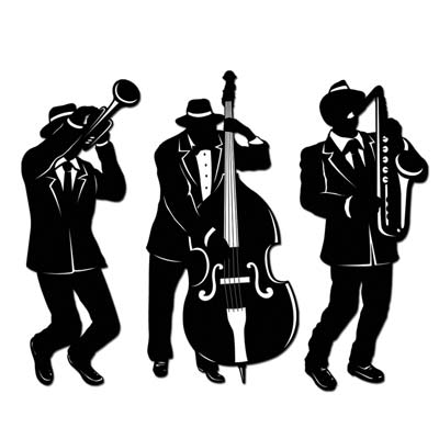 Jazz Trio Black Silhouettes Decorations 