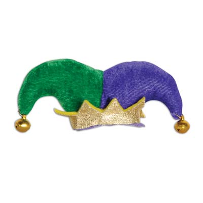 Velvet Purple and Green Jester Hat Hair Clip