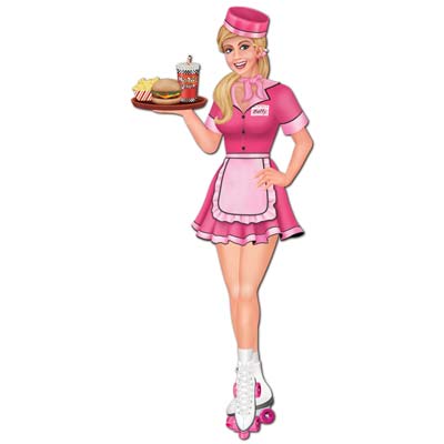 Jointed Carhop Female in Pink  Decoration 