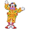 Jointed Circus Clown printed with bright colors and replicates a cartoon looking clown.