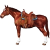 Card stock material printed to display a horse with all its riding gear.