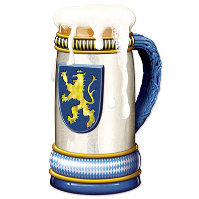 Jumbo Beer Stein Cutout  with the Bavarian Lion printed on card stock material.