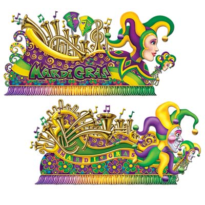 Mardi Gras Float Props printed on thin plastic material.