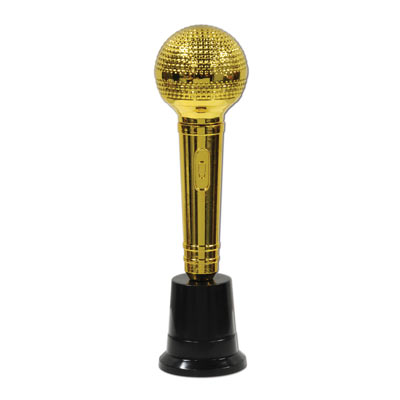 The Microphone Award has a black base with golden microphone attached to the top.