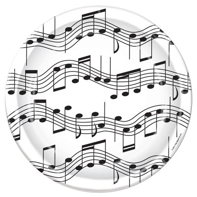 White Plates with black music notes 