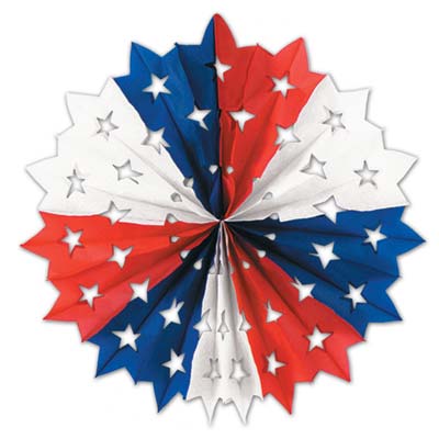 Red, White and Blue Patriotic Star Fan hanging decoration 