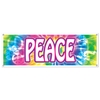 Banner that reads "Peace" and has a tie dye effect in the background.
