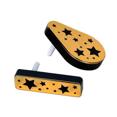 Gold Plastic Metallic Noisemakers with Black Stars for New Years Eve