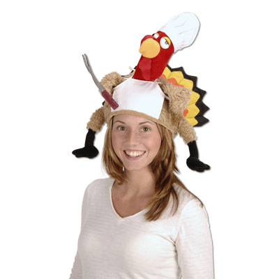 Plush Chef Turkey Hat for Thanksgiving