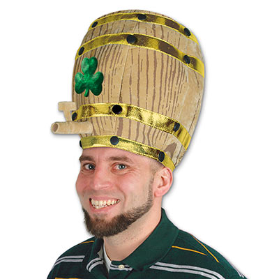 Plush Shamrock Beer Barrel Hat for St. Patrick's Day