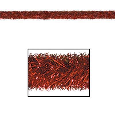 Red Gleam N Tinsel Garland made of metallic tinsel material.