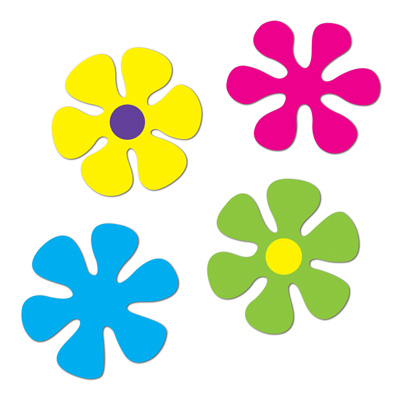 Bright Colored Retro Flower Cutouts for that 70s themed party