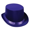 Purple top hat that is made of a satin material.