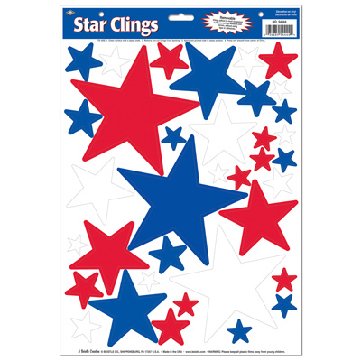 Red, white and Blue Star Clings for 4th of July 