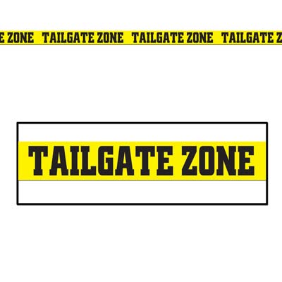 Yellow Tailgate Zone Party Tape with Bold Black Lettering