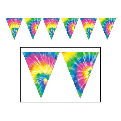 Pennant banner with tie dye print.