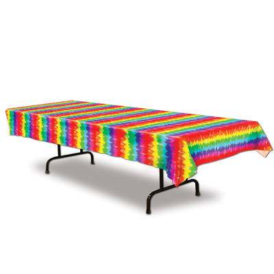Colorful Striped Tie-Dyed Table Cover 
