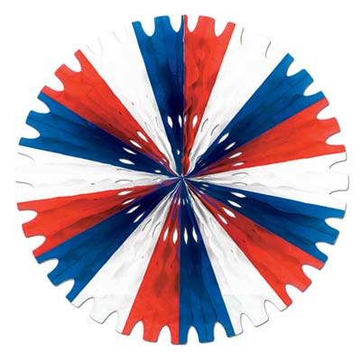 Tissue Fan made of red, white and blue tissue material.