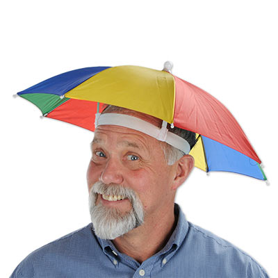 Multi-color umbrella hat. 